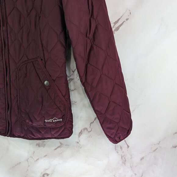 Eddie Bauer Puffer Jacket Women Small Red Maroon Coat Quilted Packable No Hood - Picture 4 of 11